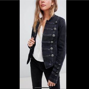 Free People fitted military denim jacket